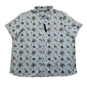 Perry Ellis Short Sleeve Shirt Men's 4X Green Floral Oeko-Tex Button Up NWT NEW